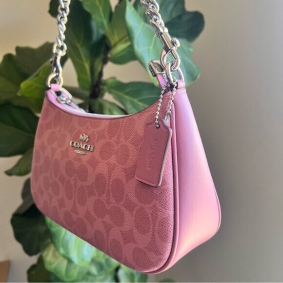 NWT Coach! Teri Shoulder Bag In Signature Canvas ๐€ Dusty Pink๐€ - Picture 8 of 8